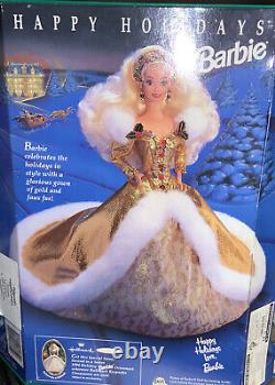 Happy Holidays 1994 Barbie Doll limited RARE COLLECTOR #12155 FUR TRIM DRESS