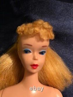 Vintage Ponytail Barbie #4 Blonde Hair -Blue Eyeliner All Original Makeup! Nice