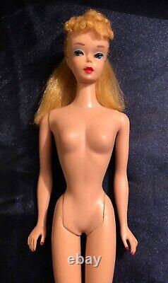 Vintage Ponytail Barbie #4 Blonde Hair -Blue Eyeliner All Original Makeup! Nice