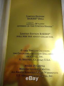1994 Barbie Fao Lettre Schwarz Gold Jubilee Nrfb Edition Limitée Boîte D’expédition