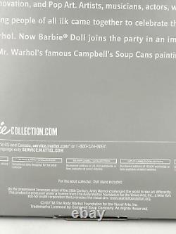 Andy Warhol Campbell Soup Barbie 2015 Édition Limitée Étiquette Argent Nouvelle NRFB