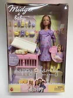 Barbie Heureuse Famille Midge Enceinte Maman & Bébé Mattel NOUVEAU EMBALLAGE ENDOMMAGÉ