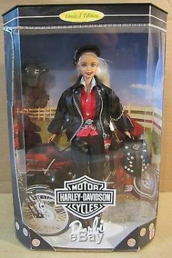 Harley-davidson # 1 Barbie Doll 1997 Édition Limitée Tenue En Cuir Noir Nouveau H1