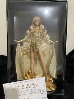 Mattel The Blonds Barbie Doll Blond Or Collection Étiquette Or X8263 RARE avec COA