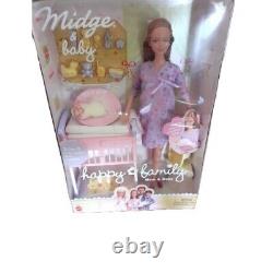 Nouvelle famille heureuse de poupées enceintes Midge et bébé Barbie de Mattel 2002 NIB - Trouvaille rare