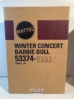 Poupée de collection Barbie édition limitée 2002 Winter Concert dans sa boîte neuve 53374 avec expéditeur