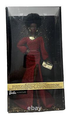 Poupée en or Mattel Barbie 40e anniversaire afro-américaine Signature GOLD limitée à 30cm